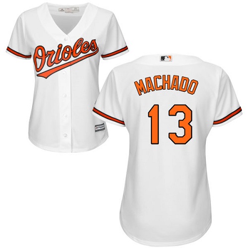 Orioles #13 Manny Machado White Home Women's Stitched MLB Jersey